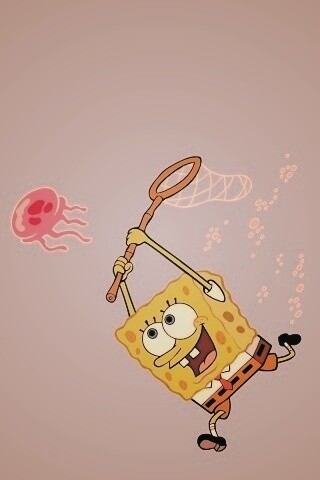 Губка Боб гонится за медузой обои