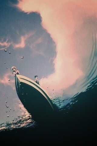 Катер и водная черепаха обои