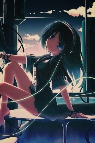 Девочка с плеером обои