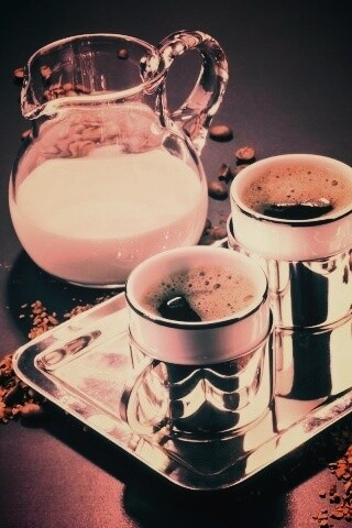 Поднос с кофе обои