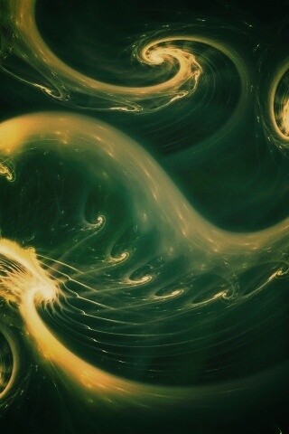 Спиральные абстрактные фракталы зеленого цвета обои