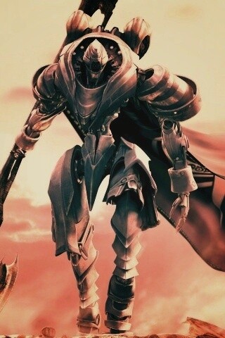 Боевой робот с топором в руке обои