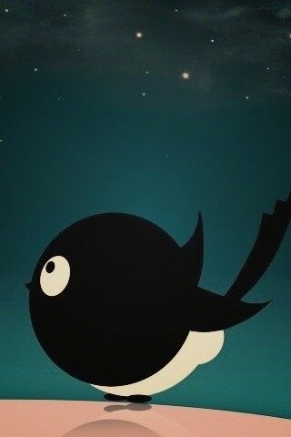 Нарисованная птичка обои