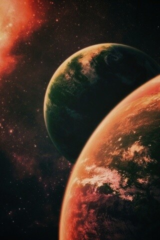 Две планеты в космосе обои