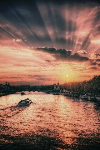 Закат над парижем HDR обои