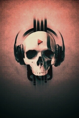 Череп в наушниках обои