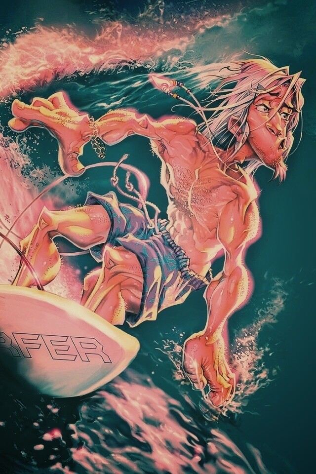 Карикатура на серфера обои