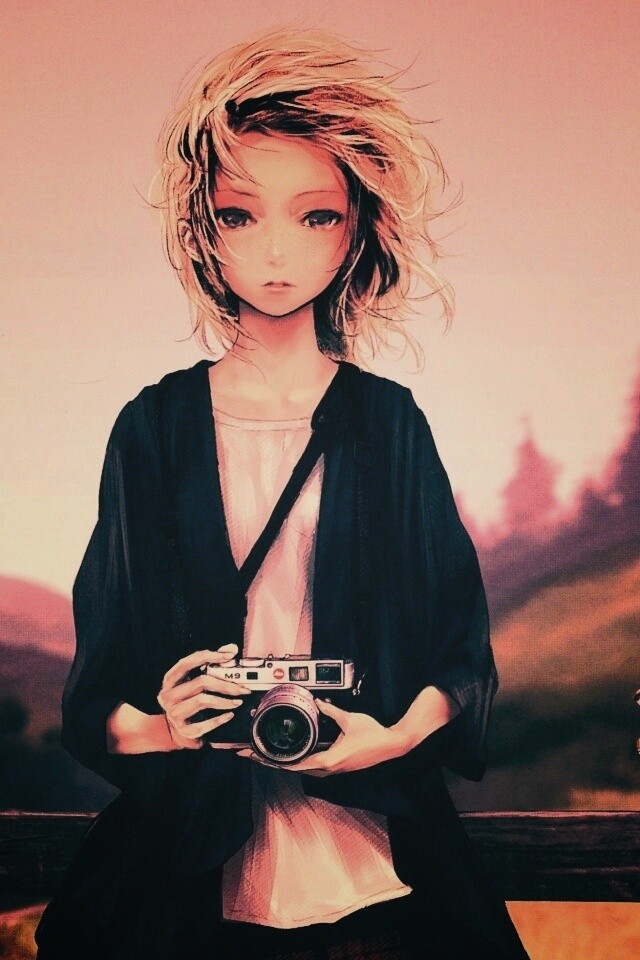 Девушка с фотоаппаратом обои