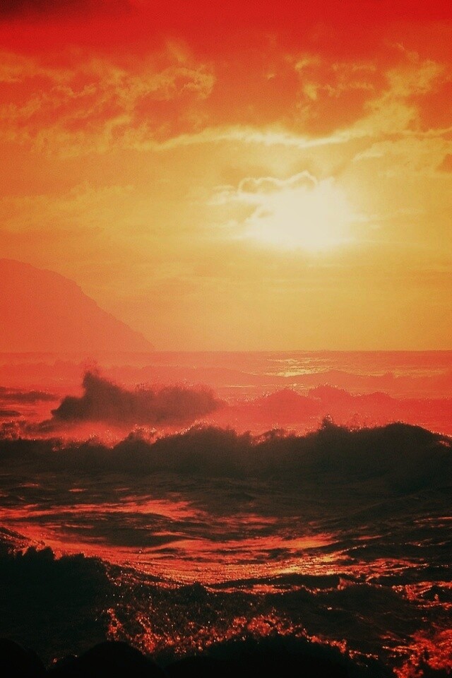 Волны на закате обои