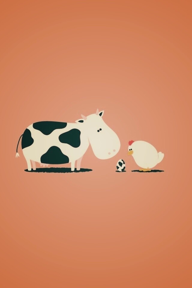 Корова + курица обои