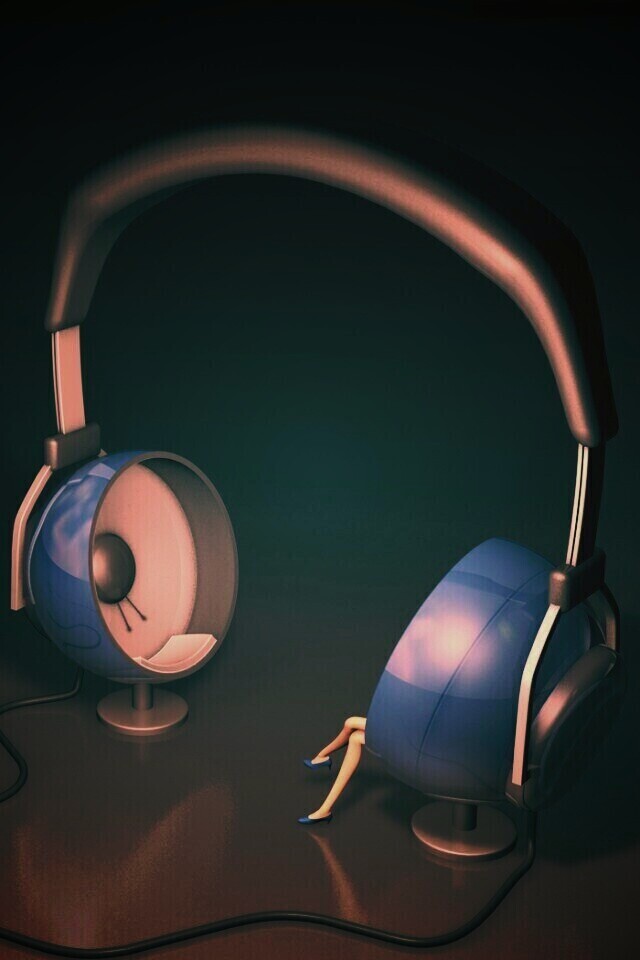 Девушка в наушниках обои