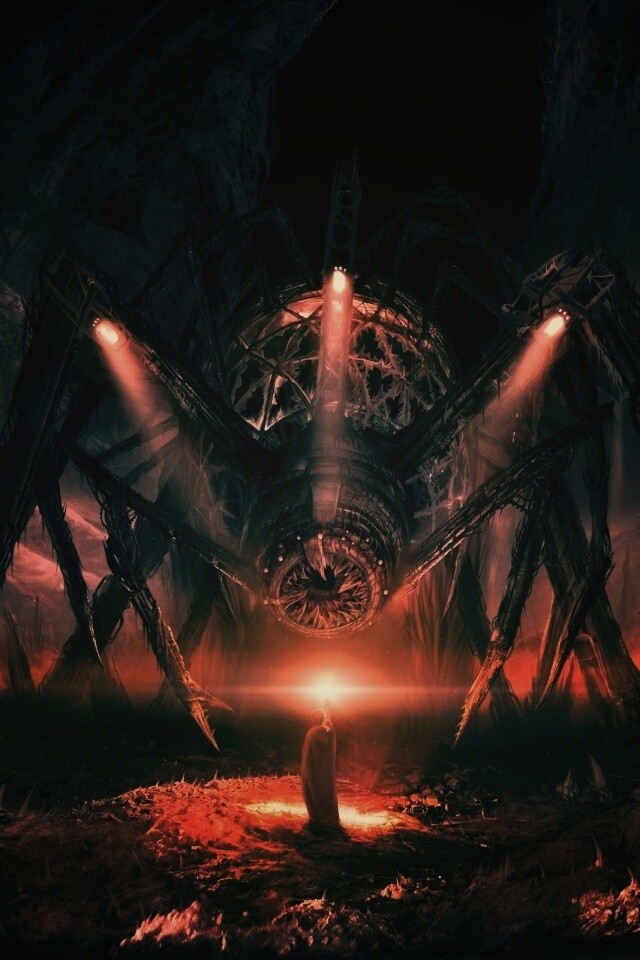 Свет против механического монстра обои