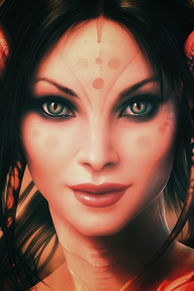 Эльфийка с кошачьими глазами обои