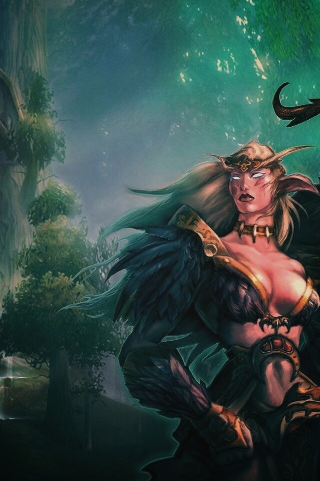 Тёмная эльфика в лесу обои