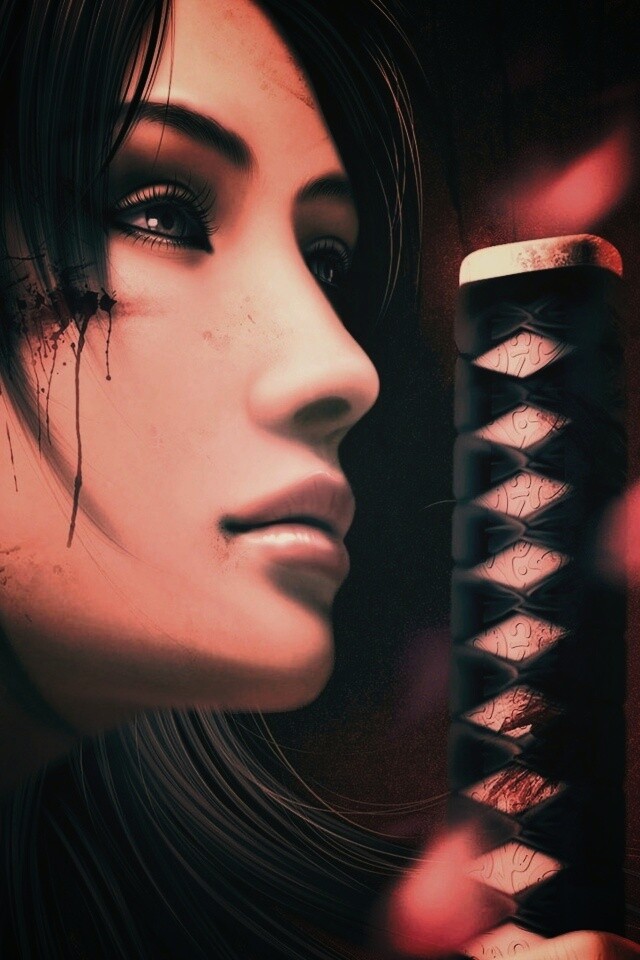 Японка с катаной обои