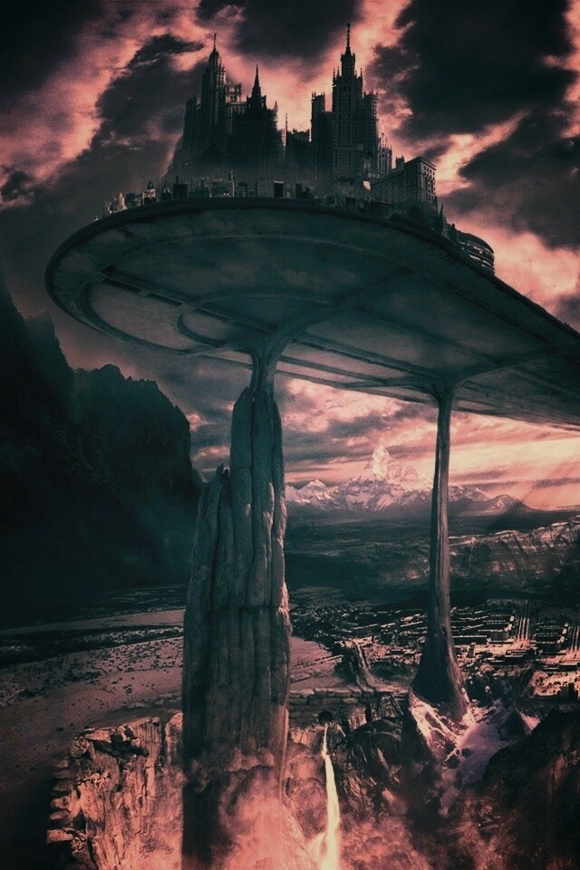 Город на вершине скал обои