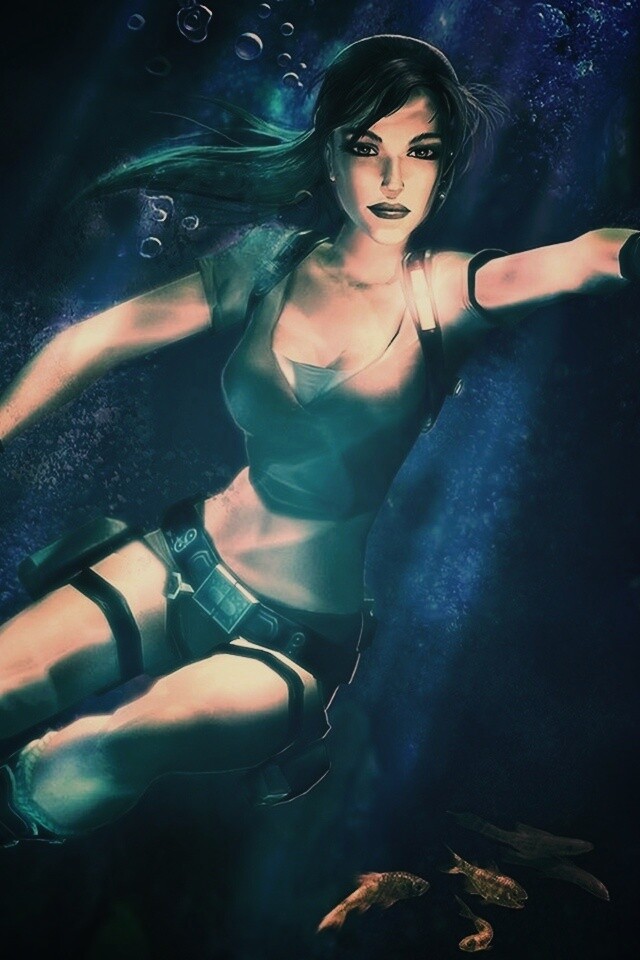 Лара под водой обои