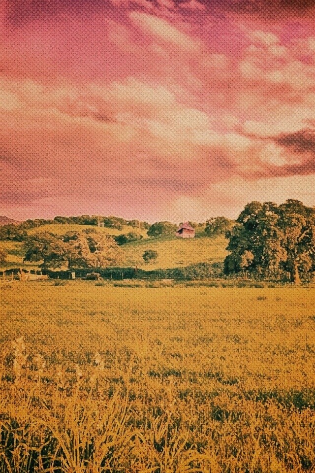 Домик на холмах обои