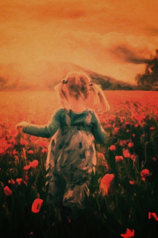 Девочка на маковом поле обои