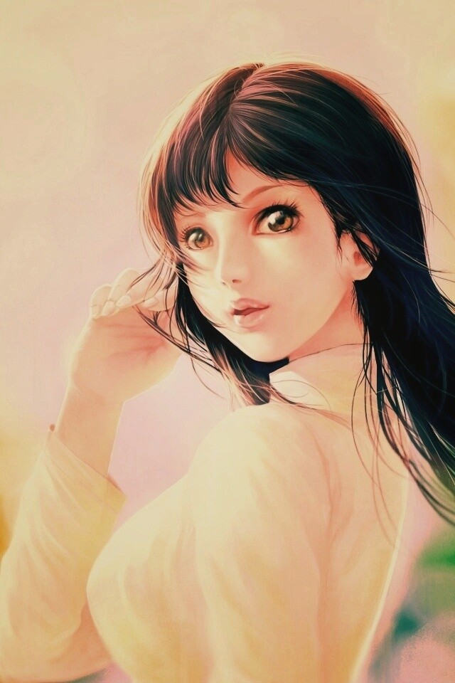 Девушка вполоборота обои