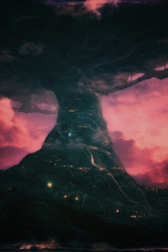 Дерево-город обои