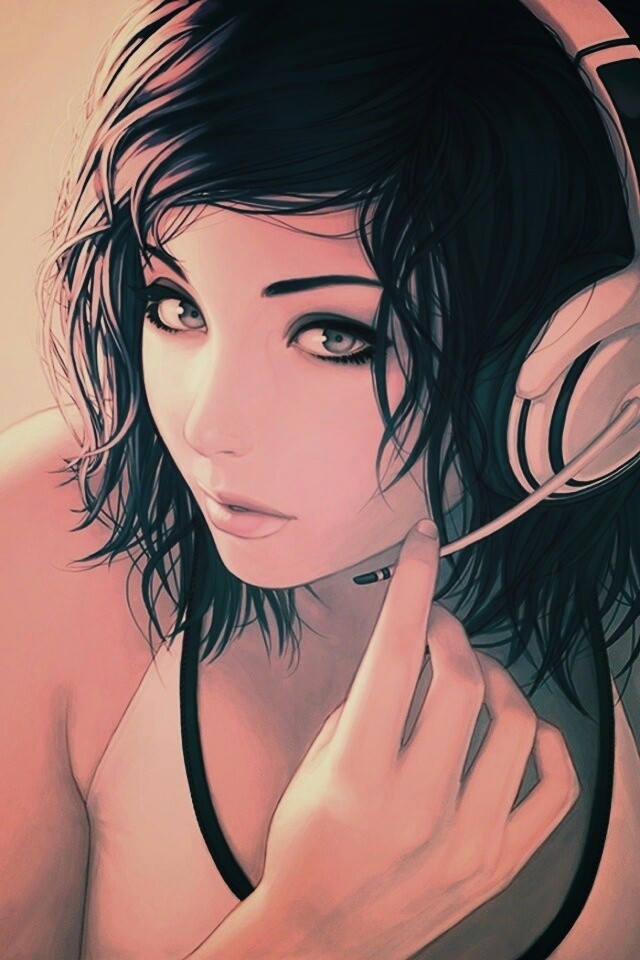 Сексуальная девушка в наушниках с микрофоном обои