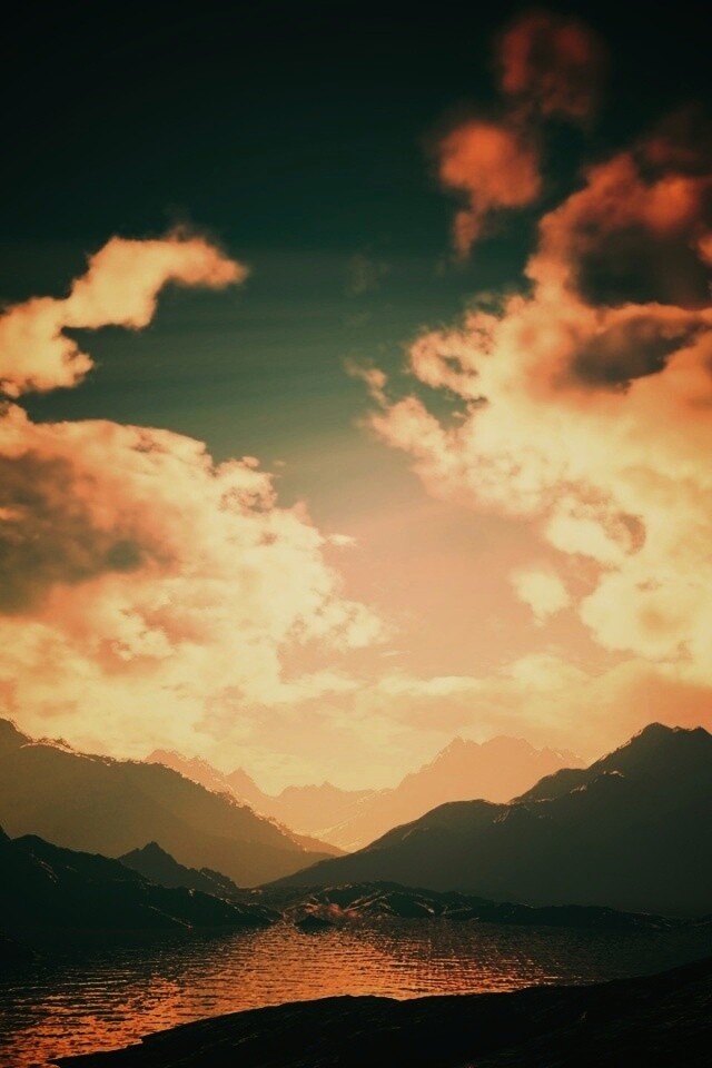 Закат в горах обои