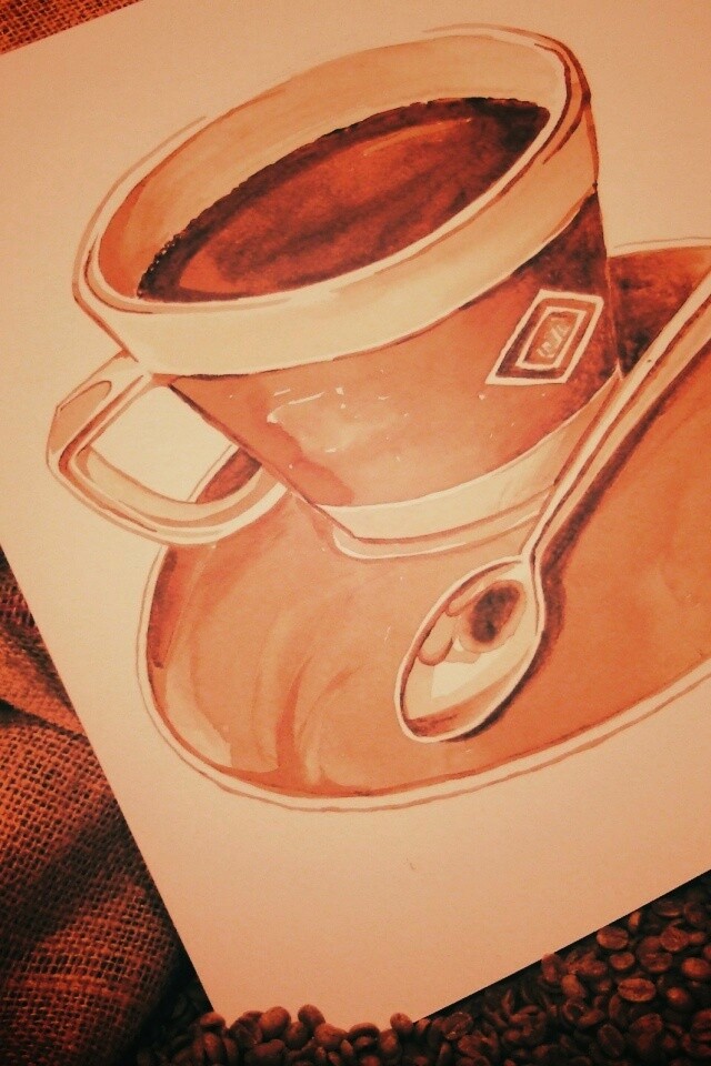 Нарисованная чашка кофе обои