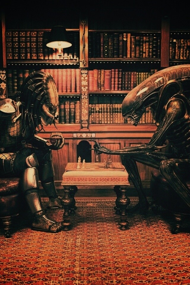 Чужой против хищника в шахматы обои