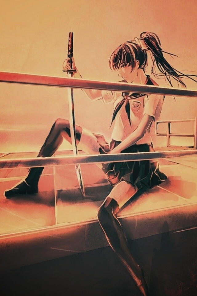 С катаной в руке обои