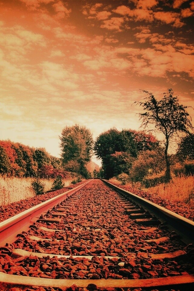 Уходящие в даль рельсы обои