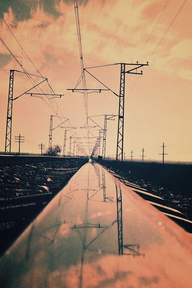 Отражение в рельсе обои