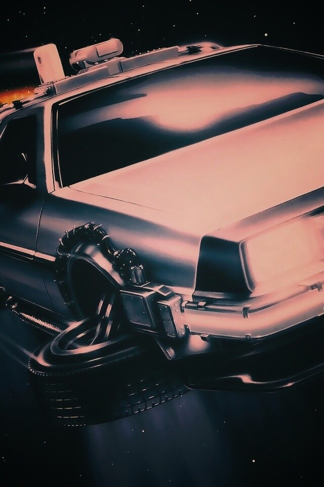 Летающий Делореан обои