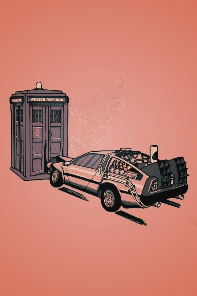 Что будет если ДеЛореан врежется в Тардис? обои