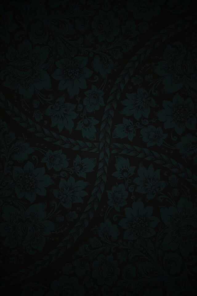 Черный цветастый узор под хохлому обои