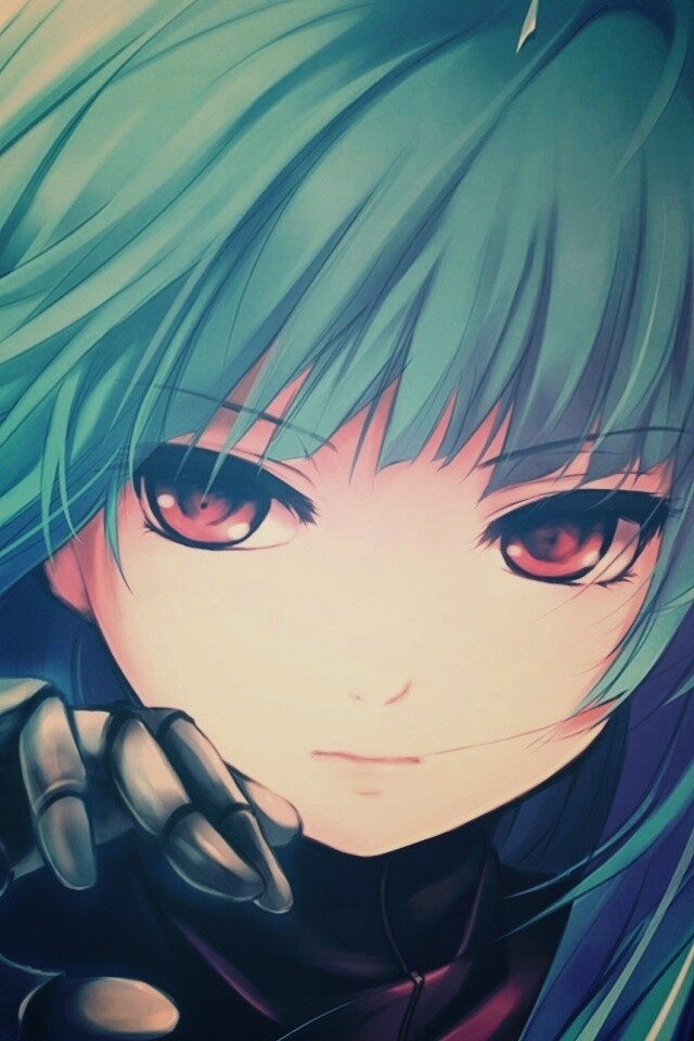 Аниме девушка с голубыми волосами обои
