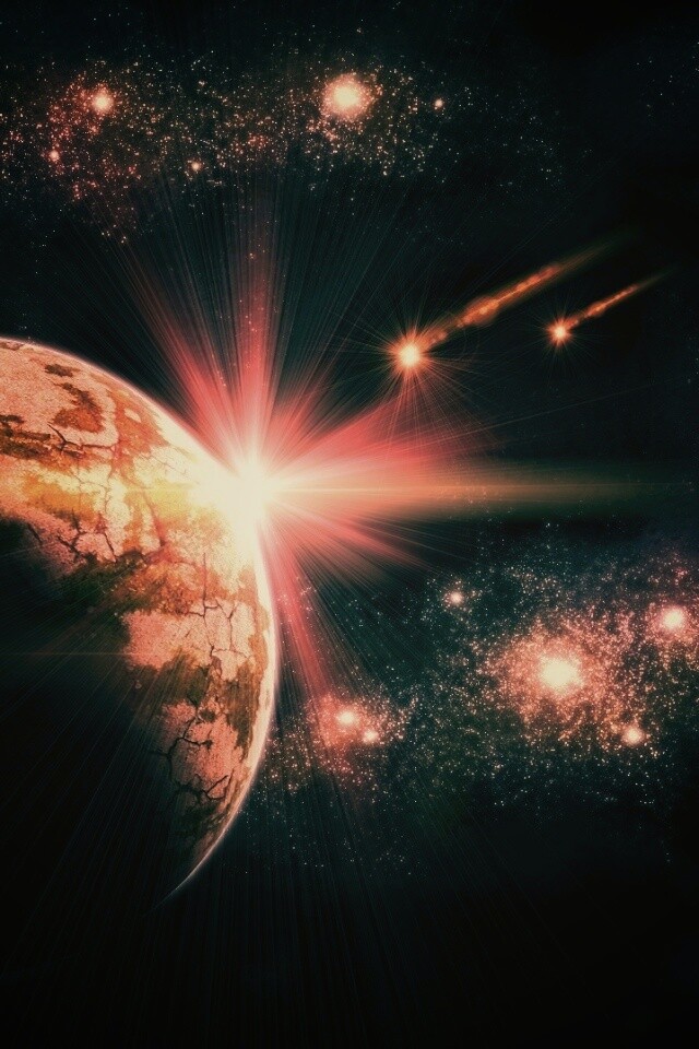 Кометы пролетают вблизи планеты обои