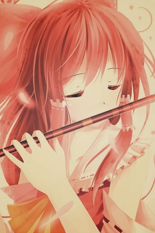 Девочка играет на флейте обои