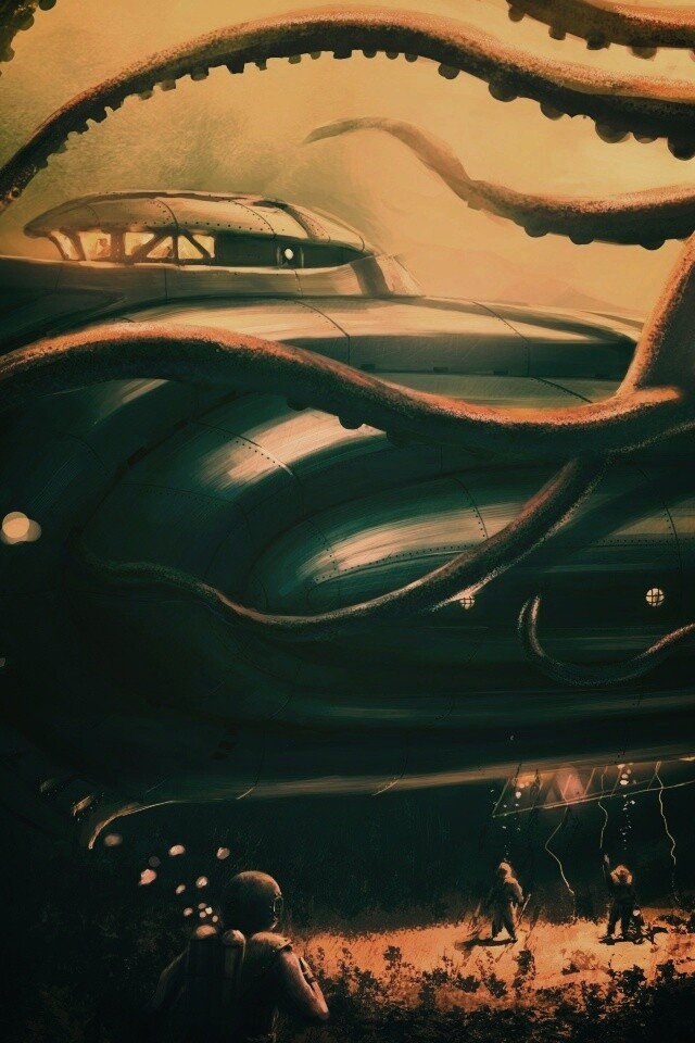 Наутилус в плену щупалец обои