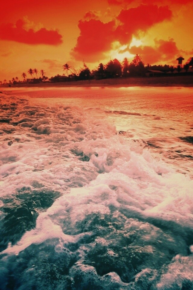 Огненный пляж обои