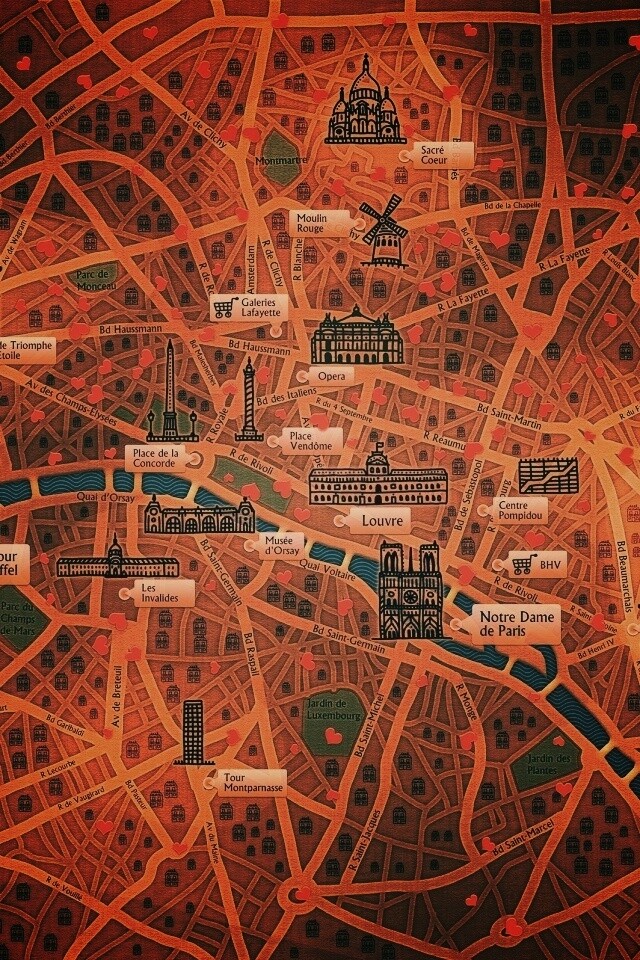 Карта Парижа обои
