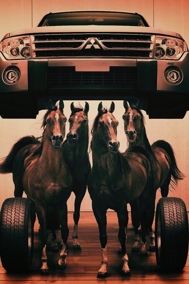 Лошадинные силы - принт Митсубиси обои