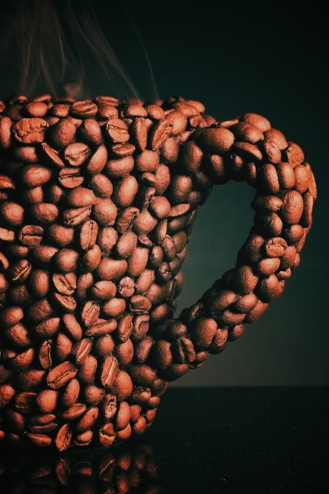 Кружка из кофейных зерен обои