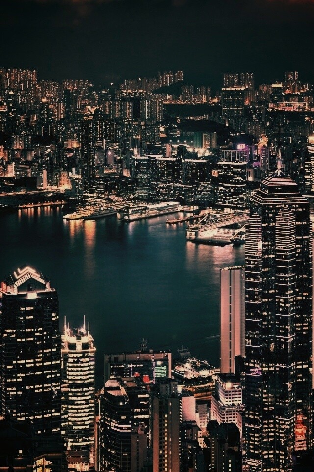 Небоскребы ночью обои