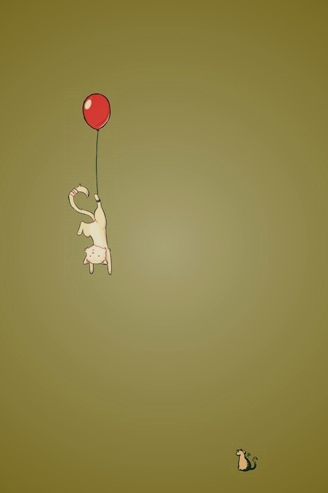 Котэ улетает на шаре обои