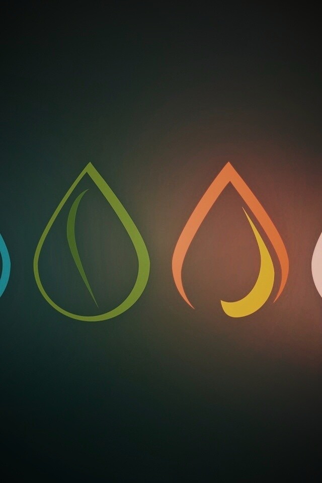 Четыре стихии в каплях обои