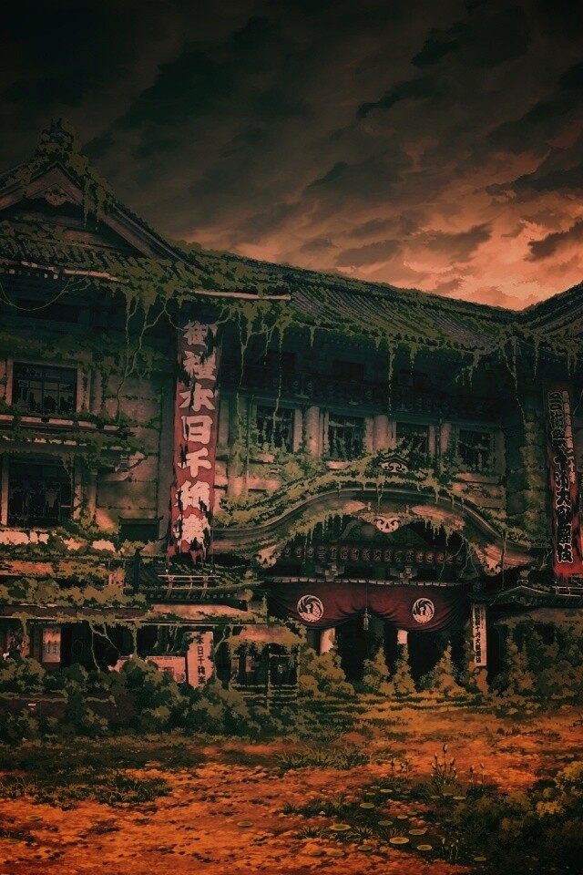 Заброшенное японское здание обои