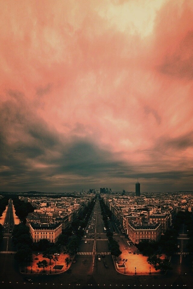 Париж широкоугольным объективном обои