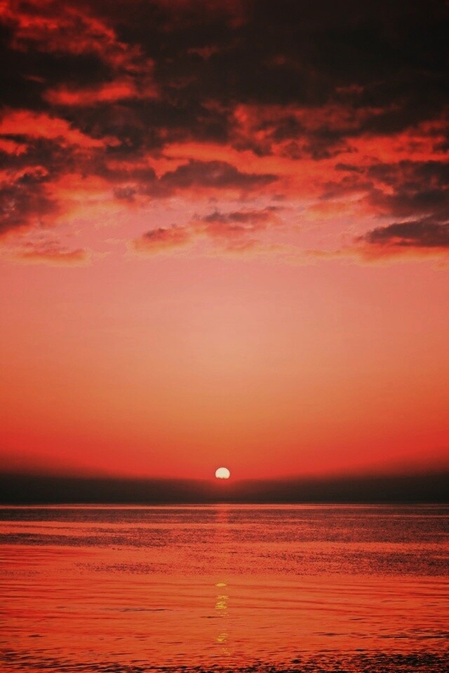 Багровый закат обои