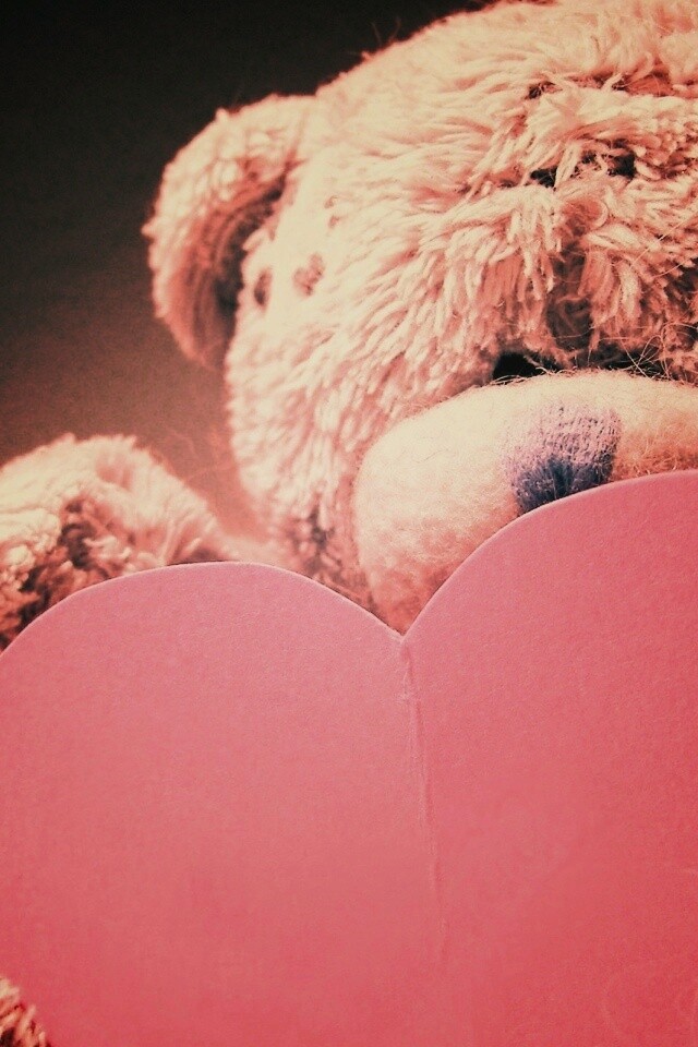 Мишка с сердцечком обои